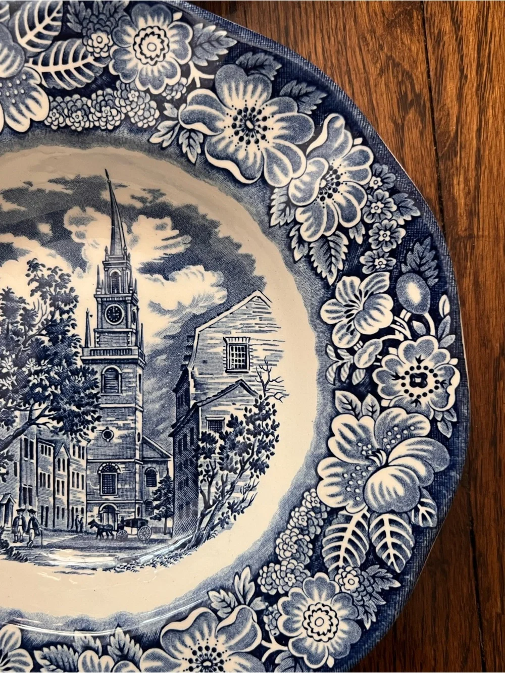 Vintage set of (4) Wedgwood Liberty Blue Old North Church soup bowls England